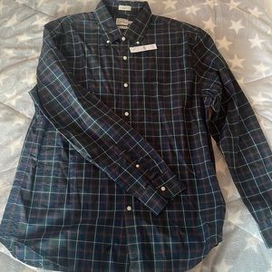 J Crew- never worn with tags- green checkered button down.
